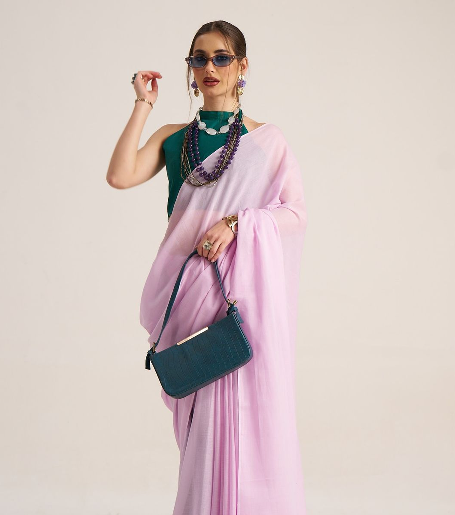 Traditional Purple Kanjivaram Handloom Silk  Blend Saree Comfortable Wear Design With Blouse Piece