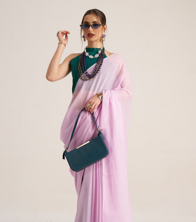 Traditional Purple Kanjivaram Handloom Silk  Blend Saree Comfortable Wear Design With Blouse Piece