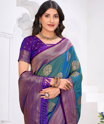 Shop Radiant Olive Green Banarasi Khaddi Georgette Silk Saree