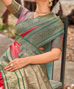 Red Banarasi Soft Silk Saree with Emerald Green Border