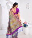 Rani Pink Meenakari Kanjivaram Silk Saree with Patola-Inspired Pallu and Blue Tassels